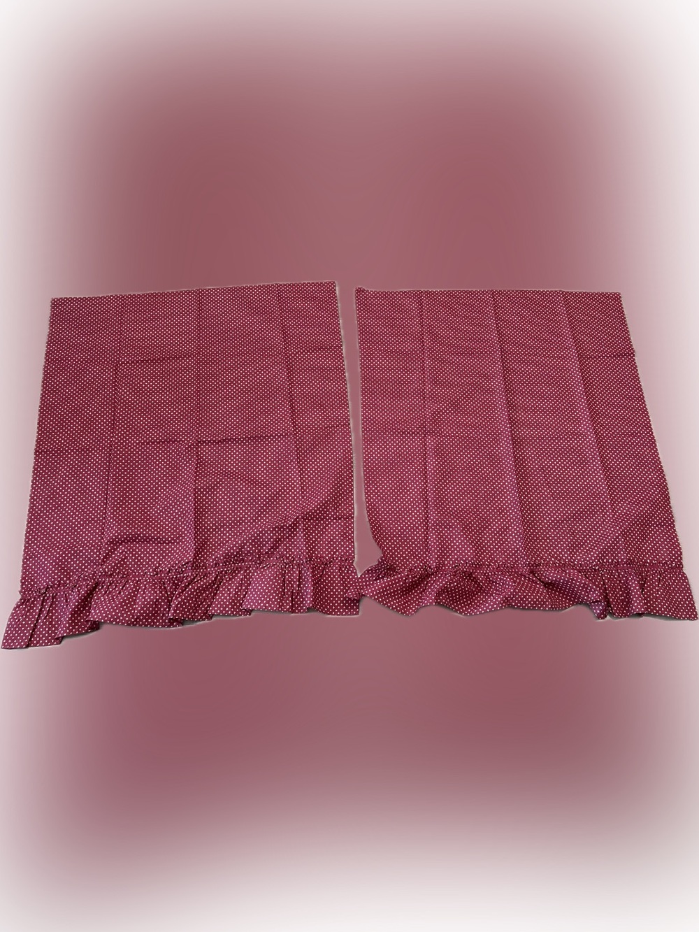🍄 Vintage Classic Burgundy fleur-de-lis Ruffled Curtain Panels 2 PCS ‼️